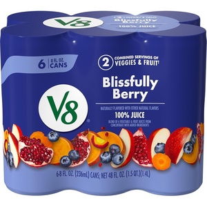 image:imageV8 Deliciously Green 100 Fruit and Vegetable Juice 46 fl oz BottleBlissfully Berry