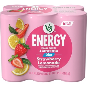 image:imageV8 Energy Peach Mango Energy Drink 8 fl oz Can 12 PackDiet Strawberry Lemonade