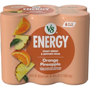 image:imageV8 Energy Peach Mango Energy Drink 8 fl oz Can 12 PackOrange Pineapple
