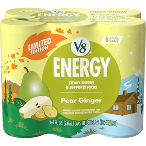 image:imageV8 Energy Peach Mango Energy Drink 8 fl oz Can 12 PackPear Ginger