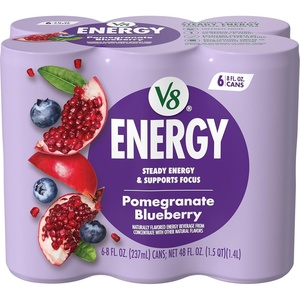image:imageV8 Energy Peach Mango Energy Drink 8 fl oz Can 12 PackPomegranate Blueberry