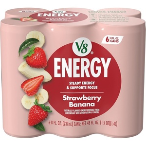 image:imageV8 Energy Peach Mango Energy Drink 8 fl oz Can 12 PackStrawberry Banana