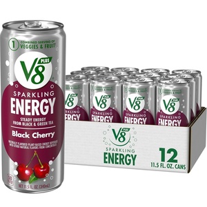 image:imageV8 Energy Sparkling Orange Pineapple Juice Energy Drink 115 fl oz Can 4 PackSparkling Black Cherry