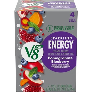 image:imageV8 Energy Sparkling Orange Pineapple Juice Energy Drink 115 fl oz Can 4 PackSparkling Pomegranate Blueberry
