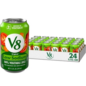 image:imageV8 Low Sodium Original 100 Vegetable Juice Vegetable Blend with Tomato Juice 115 FL OZ Can Pack of 24Low Sodium