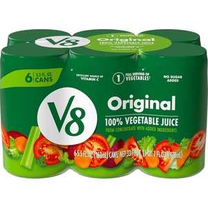 image:imageV8 Low Sodium Original 100 Vegetable Juice Vegetable Blend with Tomato Juice 115 FL OZ Can Pack of 24Original