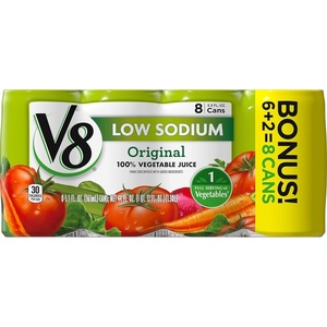 image:imageV8 Original 100 Vegetable Juice 55 fl oz Can 48 PackLow Sodium Original