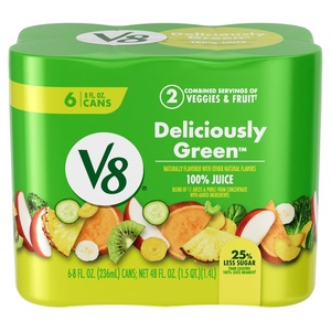 image:imageV8 Strawberry Banana 100 Fruit and Vegetable Juice 8 fl oz Can 24 PackDeliciously Green